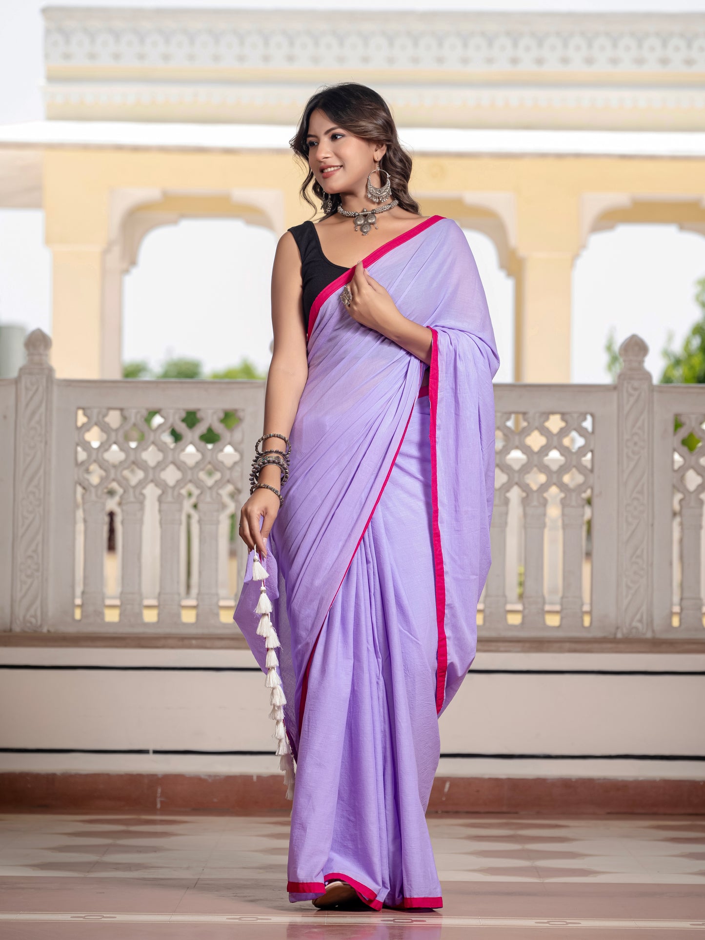 Light Purple Pure Mul Cotton Saree