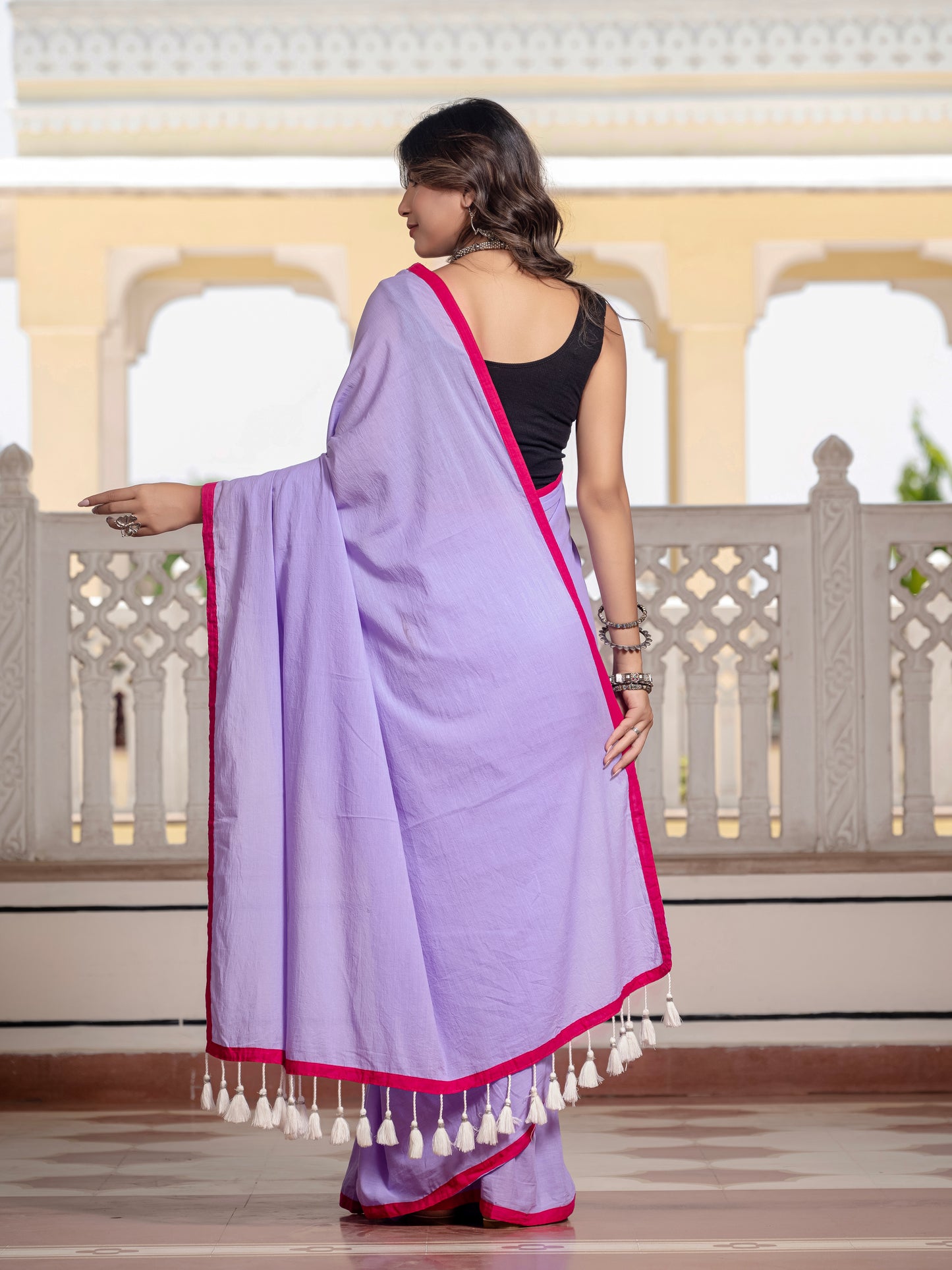 Light Purple Pure Mul Cotton Saree