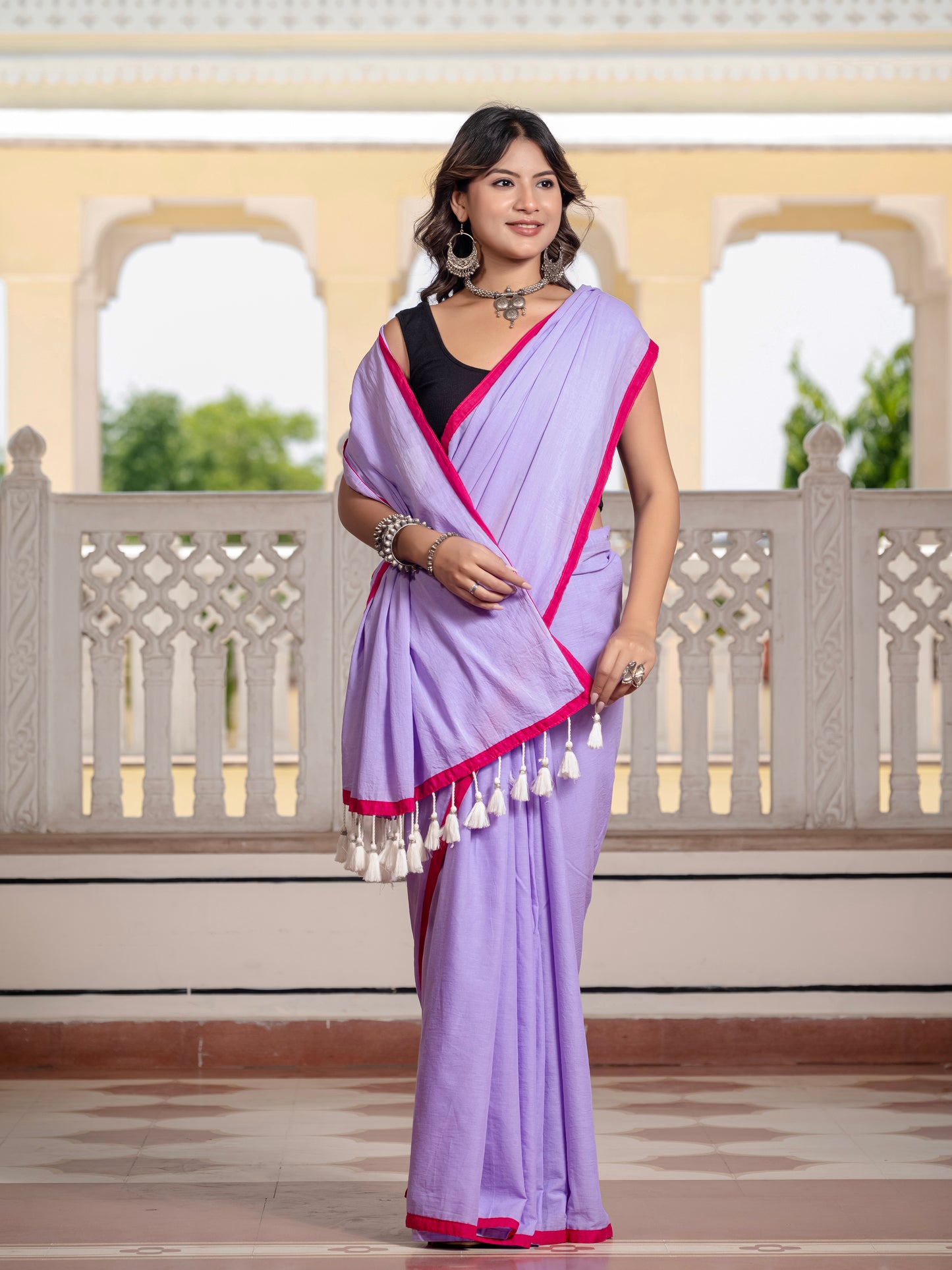 Light Purple Pure Mul Cotton Saree