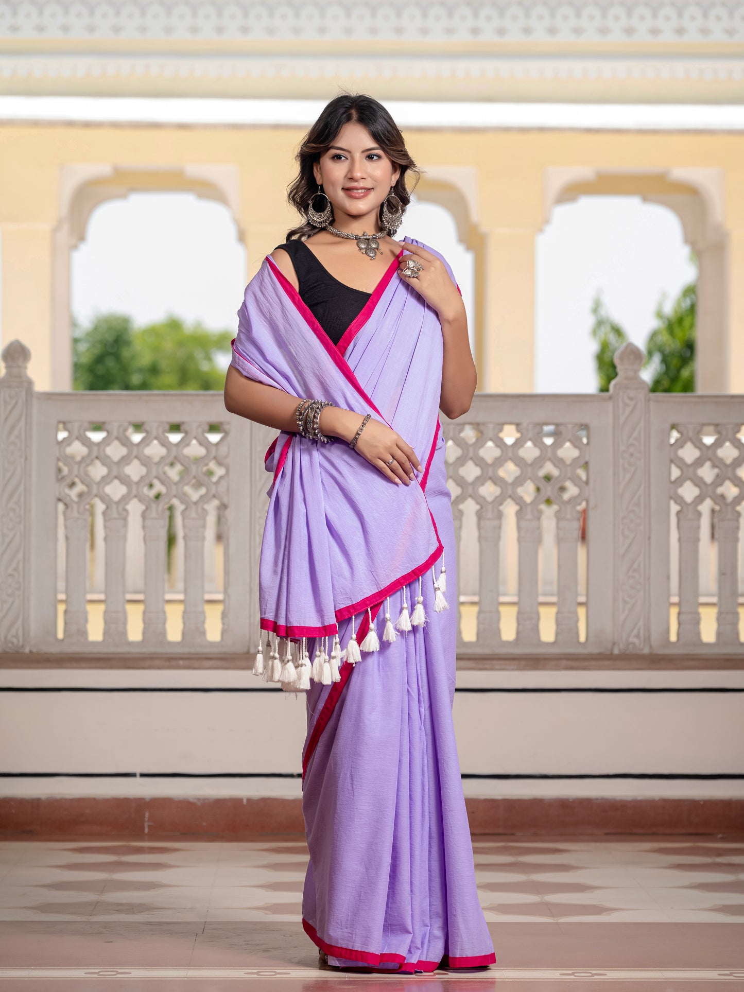 Light Purple Pure Mul Cotton Saree