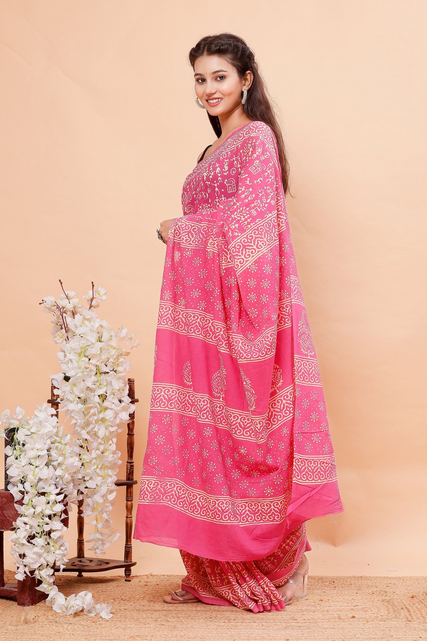 Hand Block Printed Mul Cotton Saree