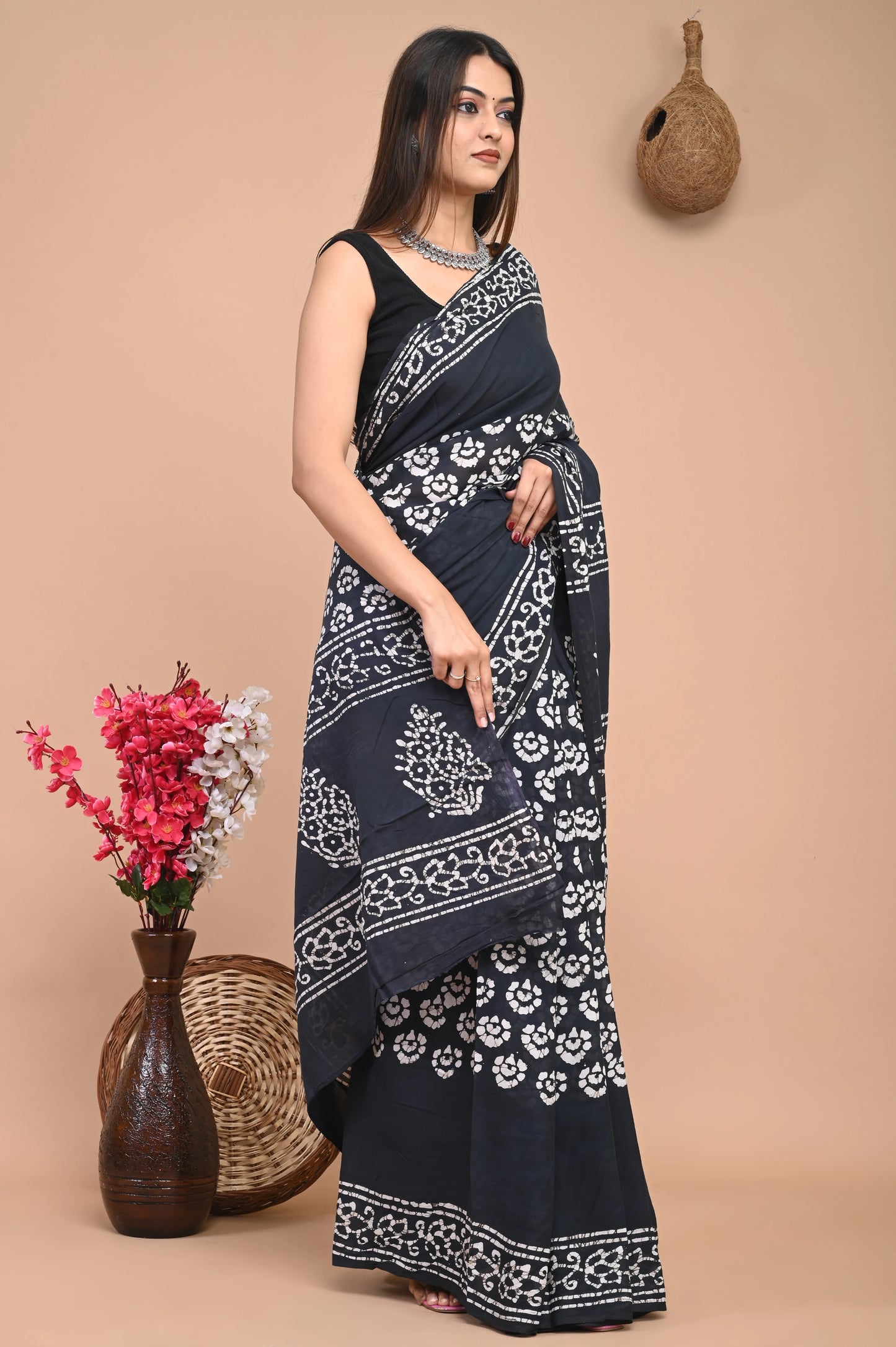 Hand Block Printed Mul Cotton Saree