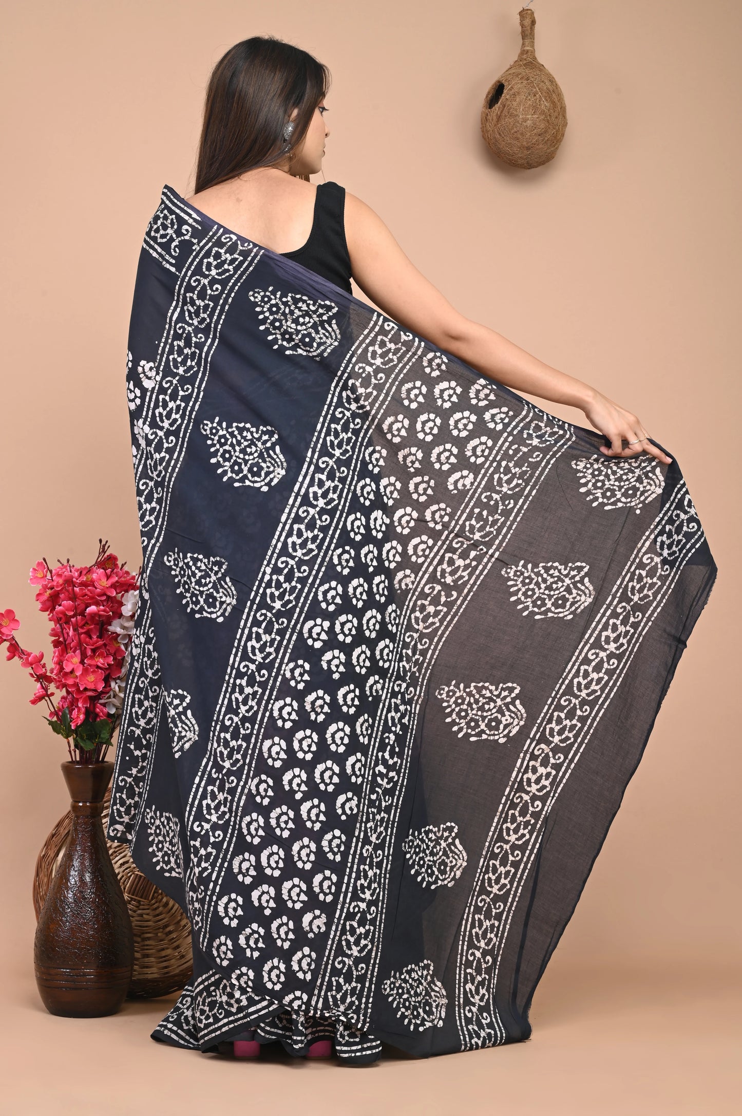 Hand Block Printed Mul Cotton Saree