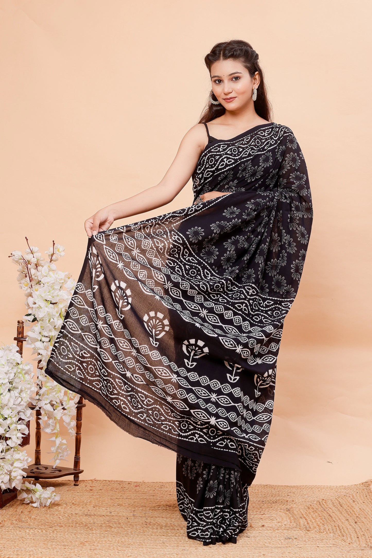 Hand Block Printed Mul Cotton Saree