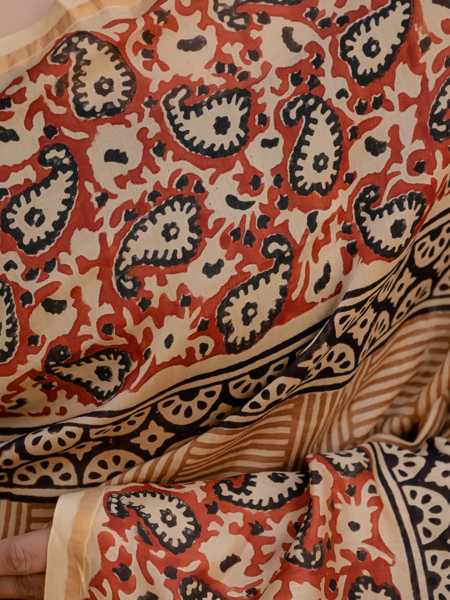 Bagru Jaal Printed Chanderi Silk Saree