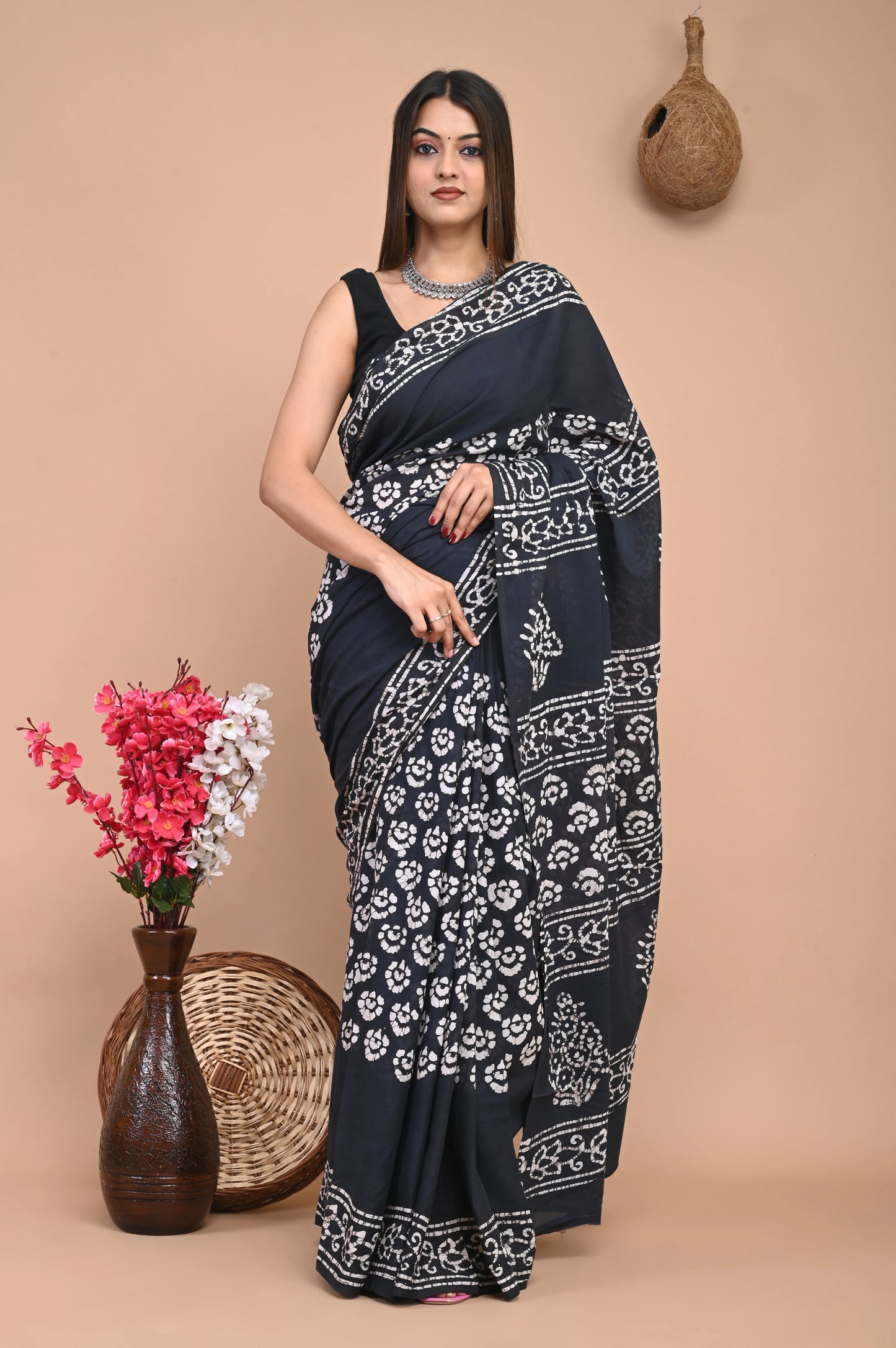 Hand Block Printed Mul Cotton Saree