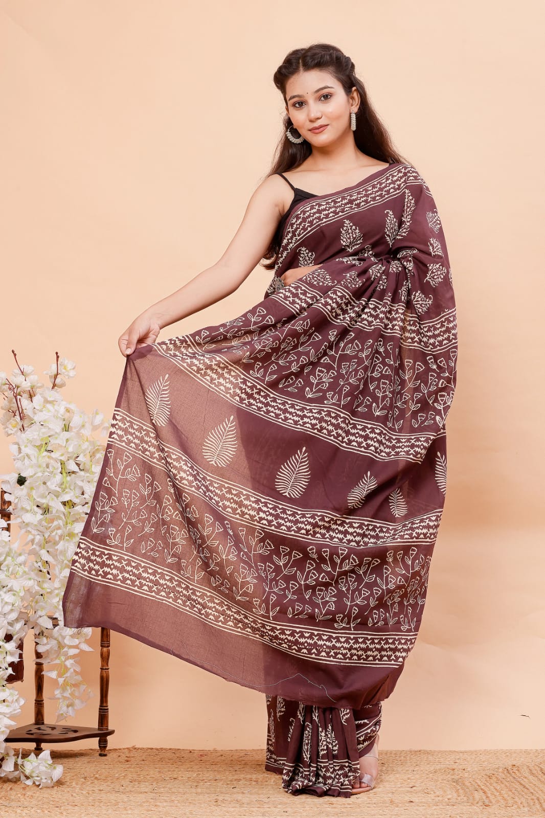 HAND BLOCK PRINTED MUL COTTON SAREE