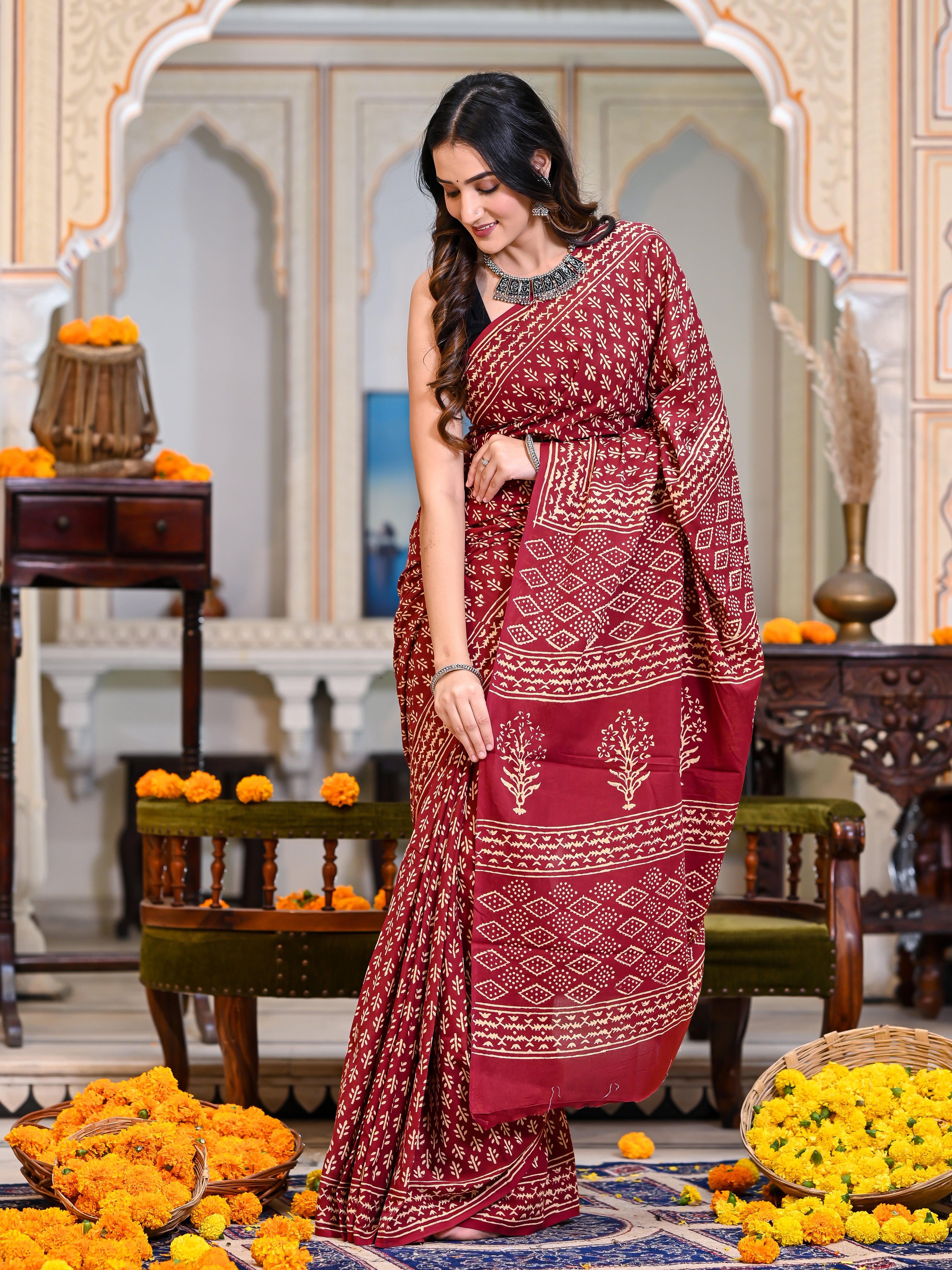 Buy Bagh Print Saree For Women Online At Best Prices | The Indian Ethnic Co  – THE INDIAN ETHNIC CO.