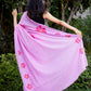 Baby pink flowers hand painted mul cotton saree