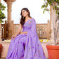 Lilac hand painted mul cotton saree
