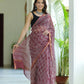 Morpankh Printed Maroon Pure Hand Block printed Kota Doria saree