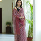 Morpankh Printed Maroon Pure Hand Block printed Kota Doria saree