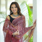 Morpankh Printed Maroon Pure Hand Block printed Kota Doria saree