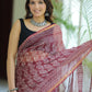 Morpankh Printed Maroon Pure Hand Block printed Kota Doria saree