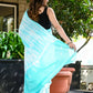 White and turquoise tie die print pure cotton saree