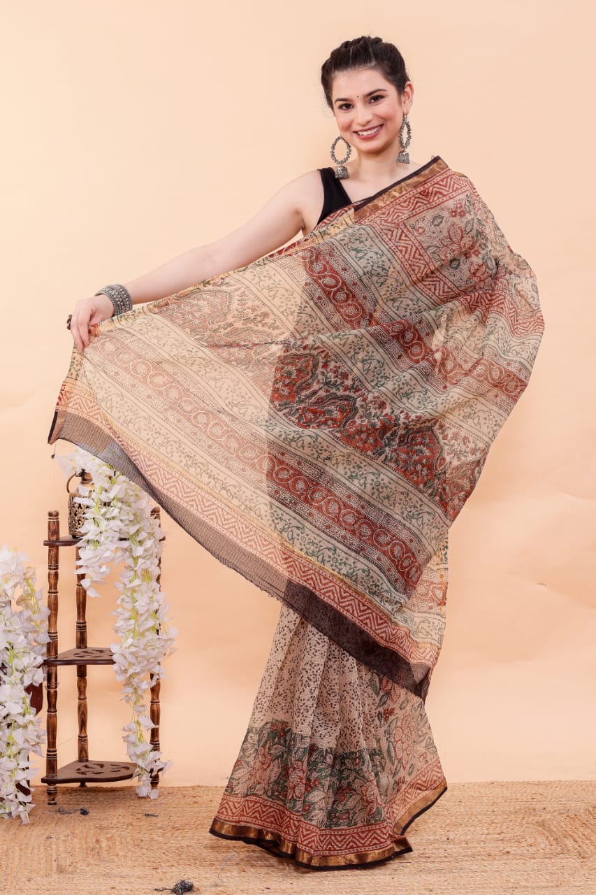 Geroo Jaipur Shaded Handcrafted Gota Patti Organza Saree - Geroo Jaipur -  4176425