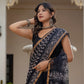Black Batik printed pure Kota Doria saree