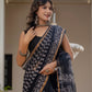 Black Batik printed pure Kota Doria saree