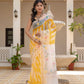 Yellow Lehriya pure Kota Doria saree