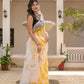 Yellow Lehriya pure Kota Doria saree
