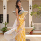 Yellow Lehriya pure Kota Doria saree