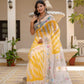 Yellow Lehriya pure Kota Doria saree