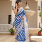 Blue Lehriya pure Kota Doria saree