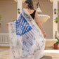 Blue Lehriya pure Kota Doria saree