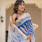 Blue Lehriya pure Kota Doria saree