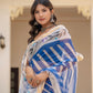 Blue Lehriya pure Kota Doria saree
