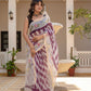 Purple Lehriya pure Kota Doria saree