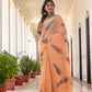 Peach Morpankh Hand painted saree