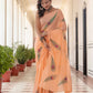 Peach Morpankh Hand painted saree