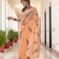 Peach Morpankh Hand painted saree
