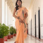 Peach Morpankh Hand painted saree
