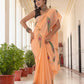Peach Morpankh Hand painted saree