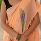 Peach Morpankh Hand painted saree