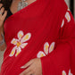 Tomato Red Hand painted saree