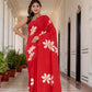 Tomato Red Hand painted saree