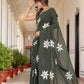 Mehandi Green Hand Printed Pure Mul Cotton Saree