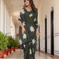 Mehandi Green Hand Printed Pure Mul Cotton Saree