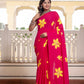 Rani Pink hand painted saree