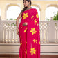 Rani Pink hand painted saree