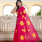 Rani Pink hand painted saree