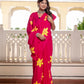 Rani Pink hand painted saree