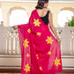 Rani Pink hand painted saree
