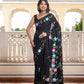Black beauty hand painted saree