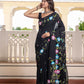 Black beauty hand painted saree
