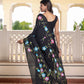 Black beauty hand painted saree