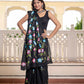 Black beauty hand painted saree
